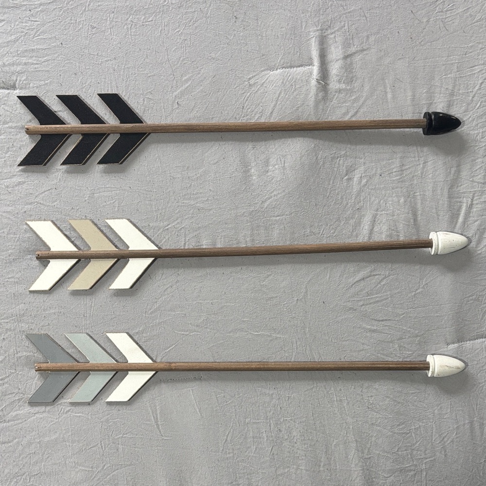 Modern Arrow Wall Decor Set - Black, White, Gray